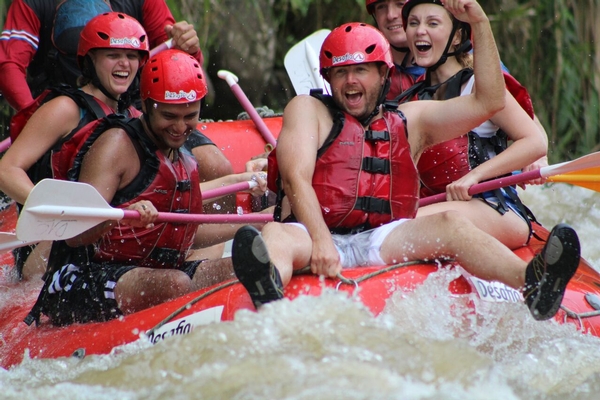 Riding the Bull while whitewater rafting at the ba...