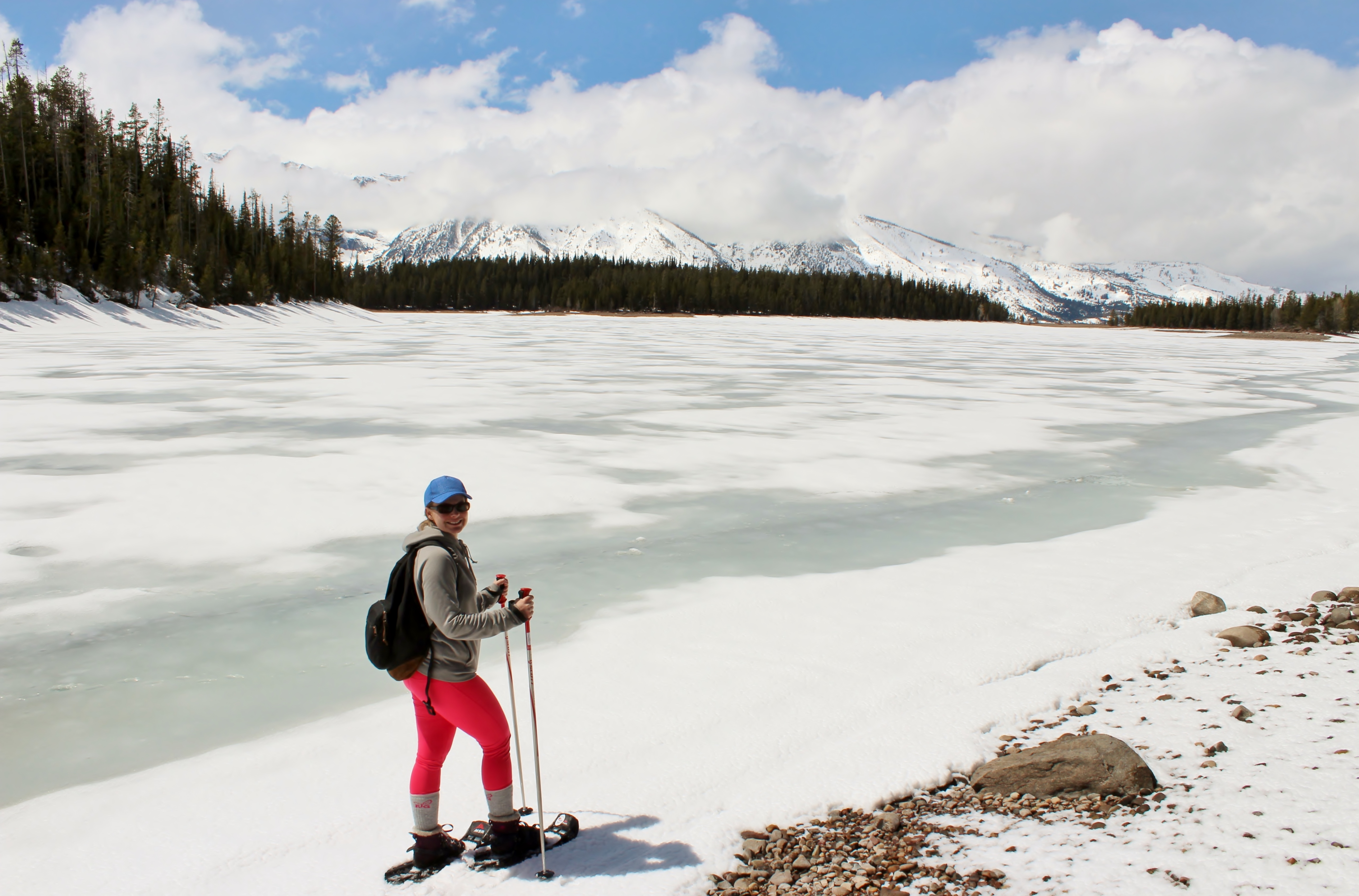 Snowshoeing around Jackson Lake in Grand Teton Nat...