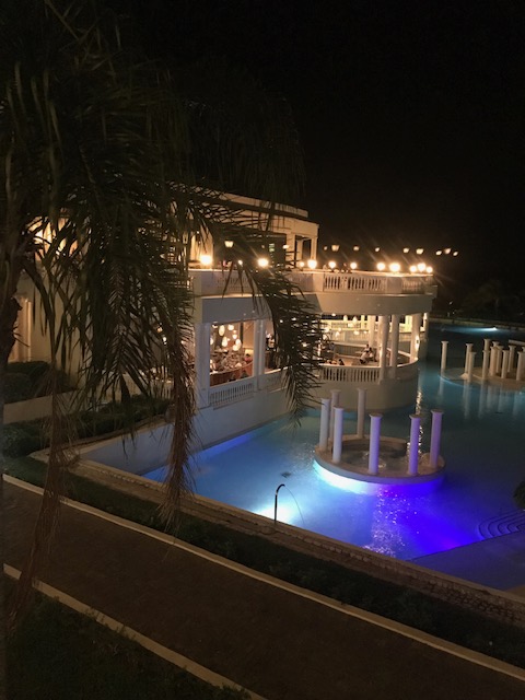 A view of the  resort from the balcony at night...