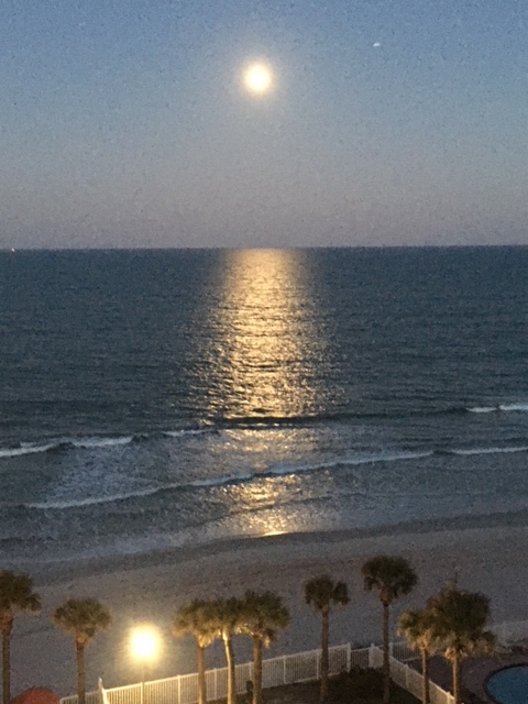 Picture of the Full Moon over the Atlantic Ocean w...