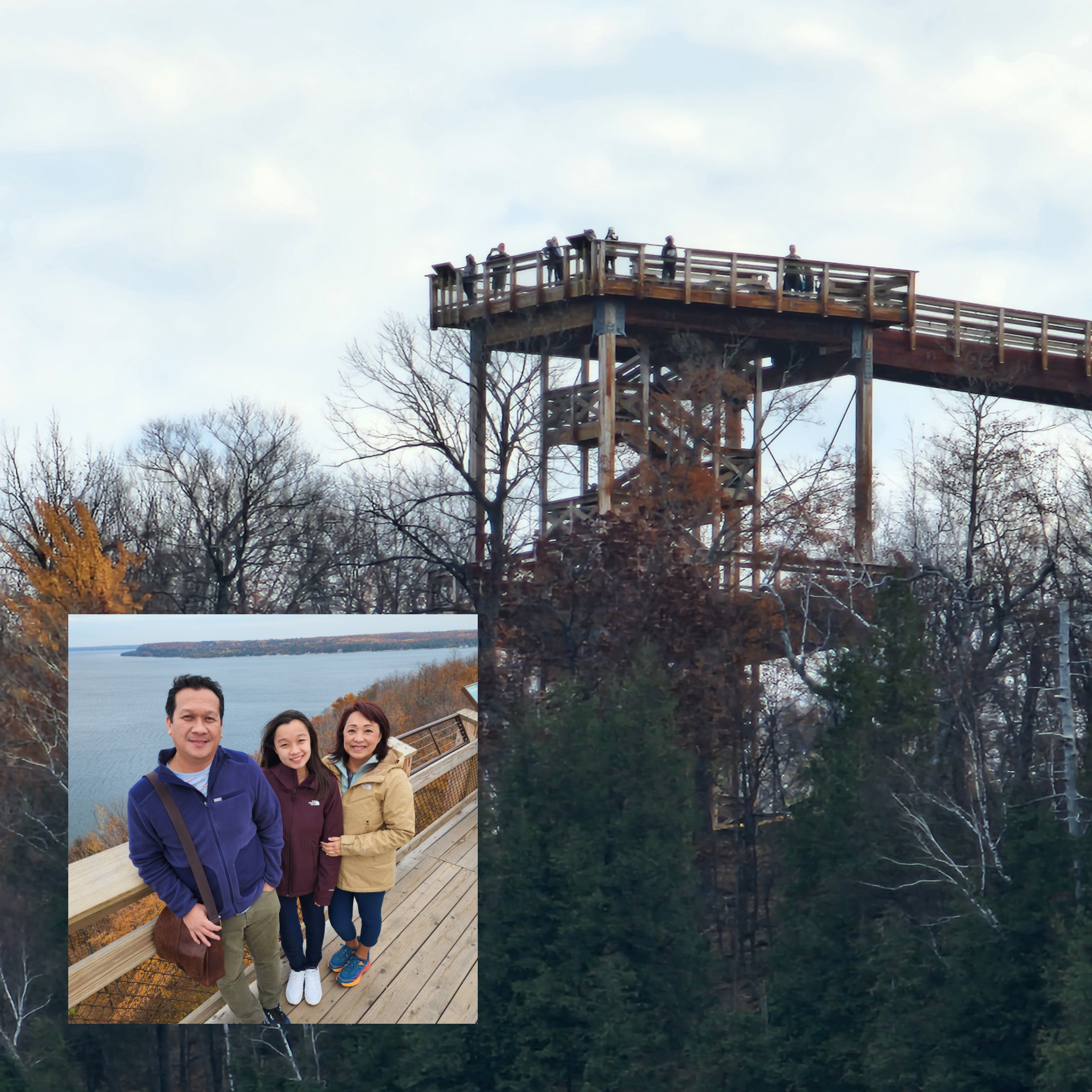 A view of and a view off the Eagle Tower in the Pe...